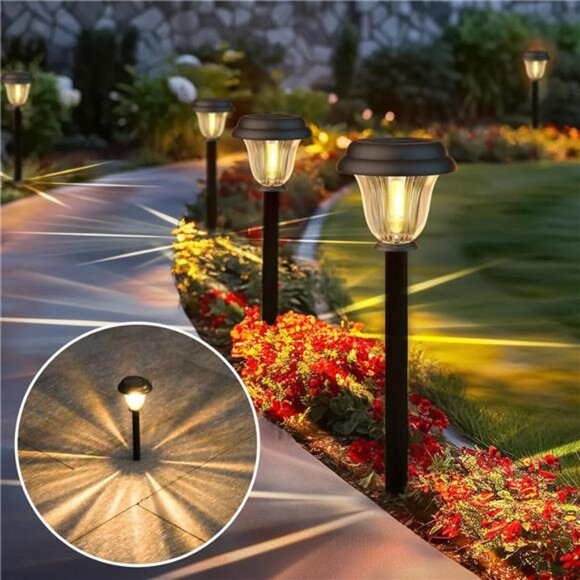 solar pathway lights outdoor waterproof stainless steel warm white garden yard s - Picture 5 of 7